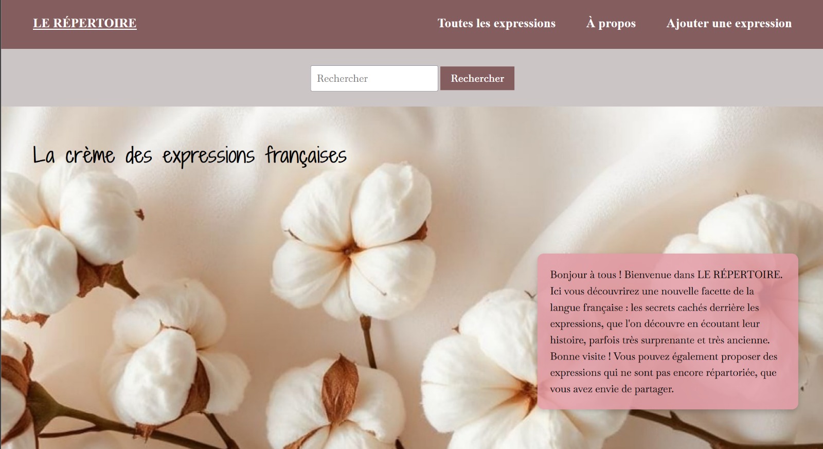 Aperçu du site Web Inventory